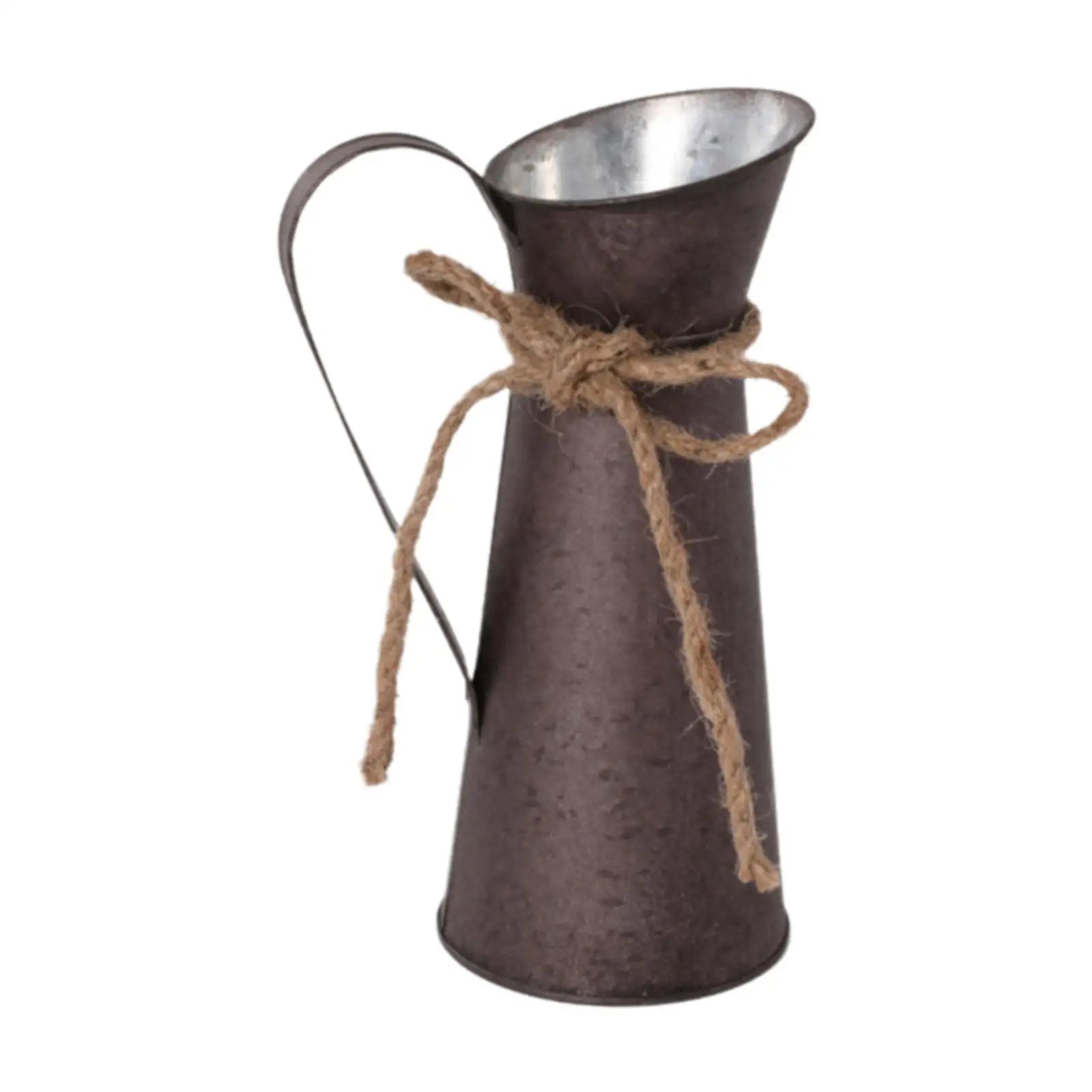 Galvanized Iron Milk Jug Vase – Rustic Farmhouse Dried Flowers Decorative Metal Vase Zpaxo Brown