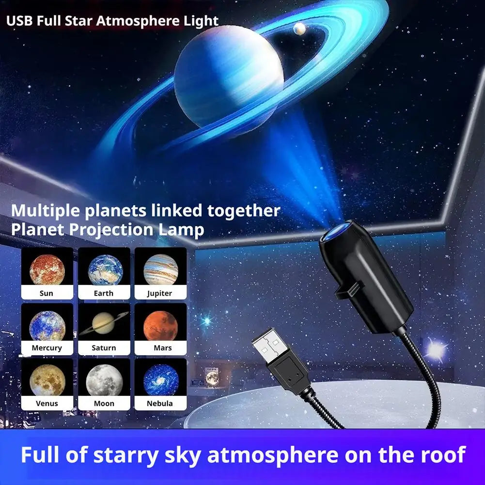 USB LED Star Moon Projector Lamp Rotating Planet Night Light Romantic Bedroom Decor Gift for Kids Adults Zpaxo