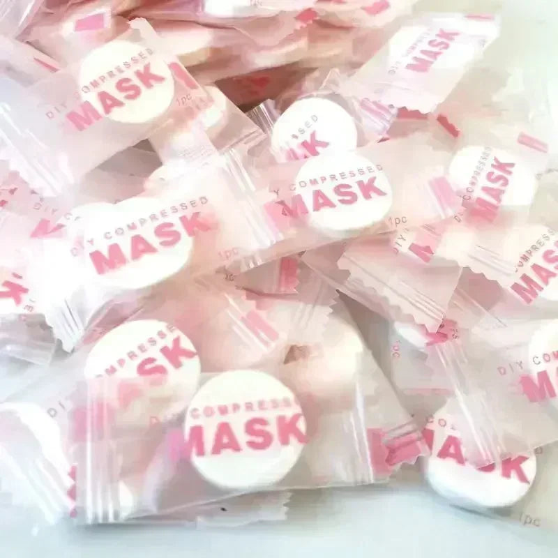 100pcs Disposable Compressed Facial Mask Portable Travel Non-woven Face Mask Skin Care Cotton Wrapped Masks Paper Zpaxo silk 100 PCS