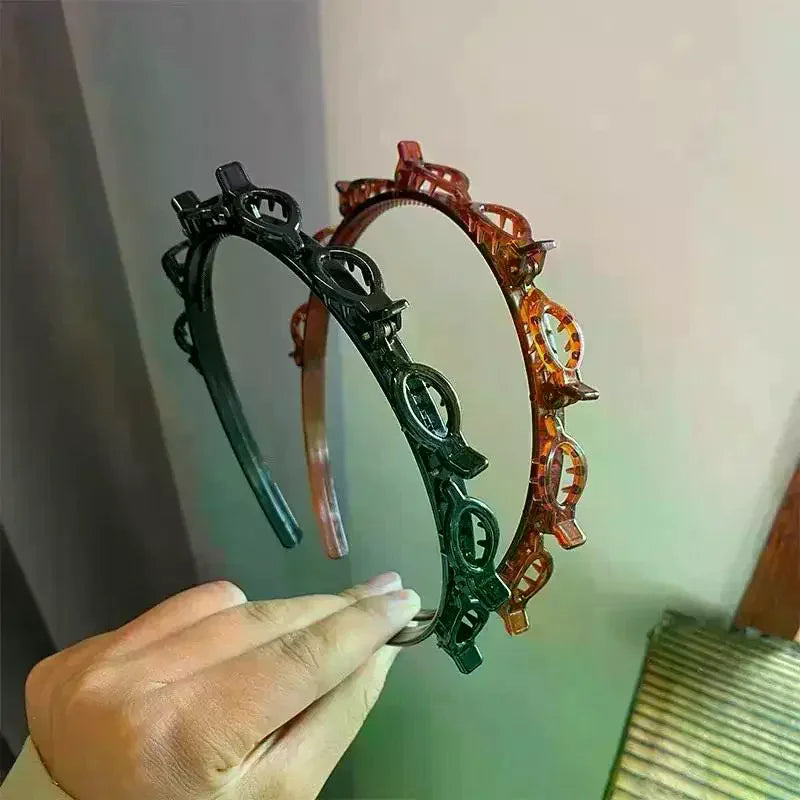 Double Layer Bands Clip Hairbands Fashion Plastic Braided Headband Zpaxo