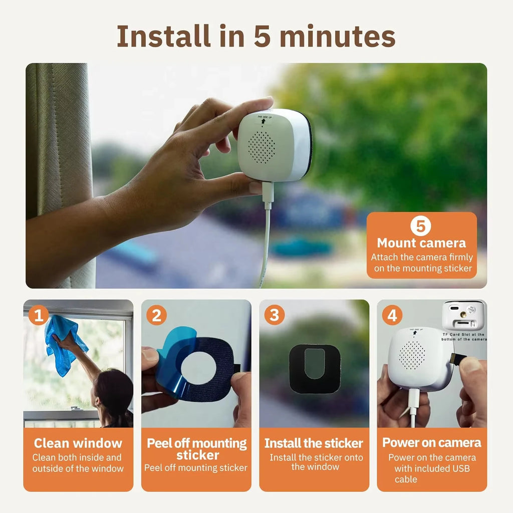 Window Camera Replaces Outdoor Cameras 2 4 5GHz Wifi 3MP Resolution