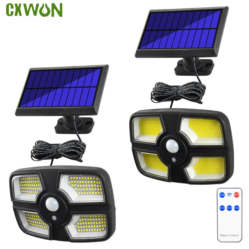 Solar Lights Outdoor Waterproof 208COB Wall Lamp Battery 2400mah 3 Zpaxo