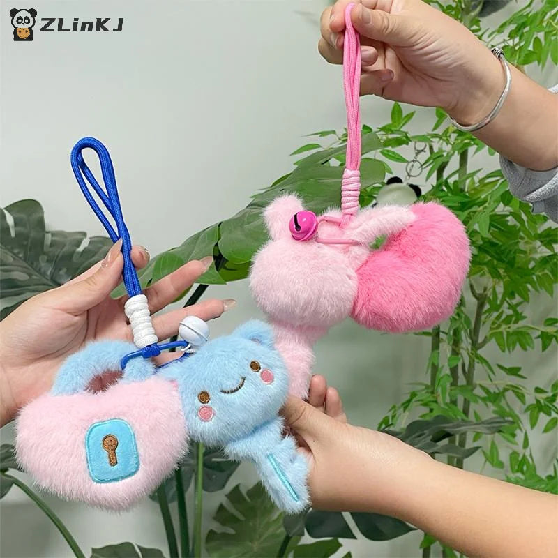 ▶1Pcs Cartoon Cute Love Key Bag Pendant Plush Toys Cute Lovely Stuffed Doll Key Chain Birthyday Gift For Girl Boy Zpaxo