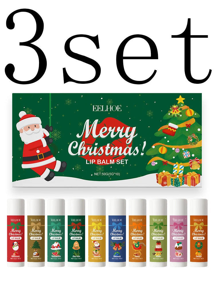 Christmas Lip Balm Set – Hydrating Glossy & Plump Lips Lip Balm Set Zpaxo 3set
