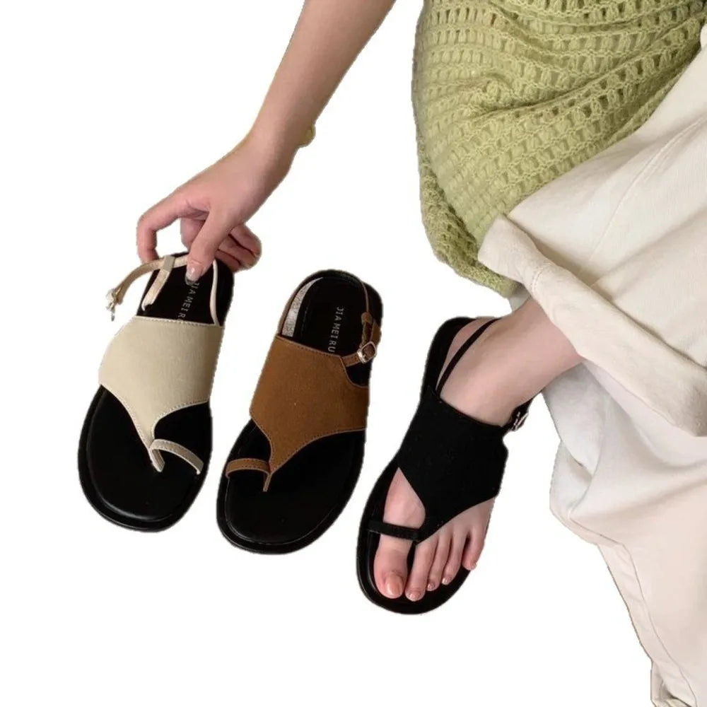 Suede Clip Toe Slingback Sandals Buckle Strap T-Strap Side Air Women's Sandals 2025 New Summer Elegant Party Runway Shoes Sexy Zpaxo