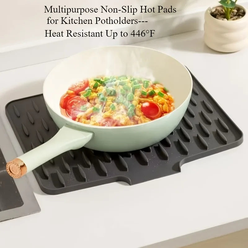 Non-slip Silicone Kitchen Drain Mat Built-in Drainage Design