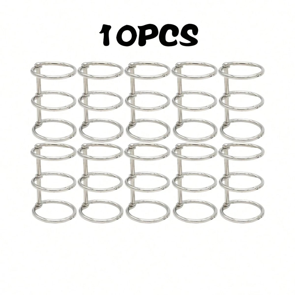 2/10Pcs 3-Rings Metal Loose Leaf Book Binder Rings for Travel Diary Photo Album Notebook Binding Spines Combs School Supplies Zpaxo 10Pcs Silver