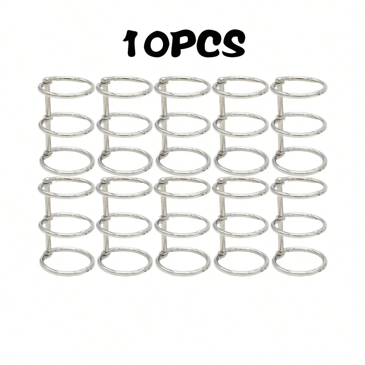 2/10Pcs 3-Rings Metal Loose Leaf Book Binder Rings for Travel Diary Photo Album Notebook Binding Spines Combs School Supplies Zpaxo 10Pcs Silver