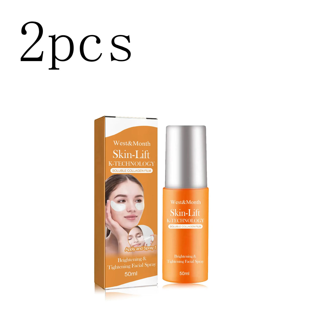 West&Month Water Soluble Collagen Egg Black Tech Spray Facial Skincare Wear Anti-Wrinkle Firming Removal Eye Bag Spray Zpaxo 2boxed