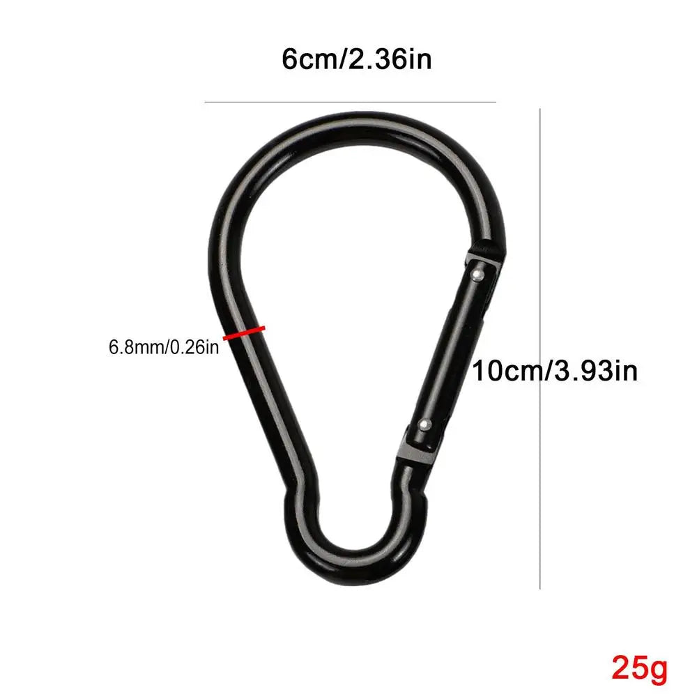 Black Carabiner Clip Aluminum Alloy Gourd Shape Non-locking Design