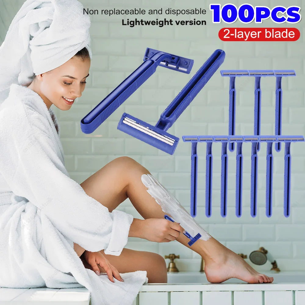 100- Disposable Whiskers Shaving Shavers Stainless Body Trimmer 2 Zpaxo