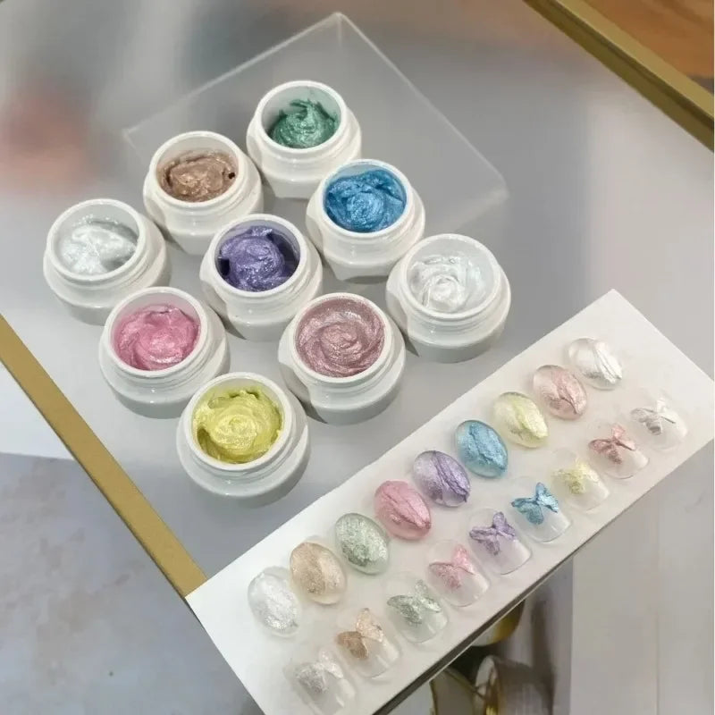 2.5ml 9colors/set Color Fairy Powder Cream Gel Nail Polish Texture Paste Texture Three-dimensional Modeling Glue Nail Art Design Zpaxo