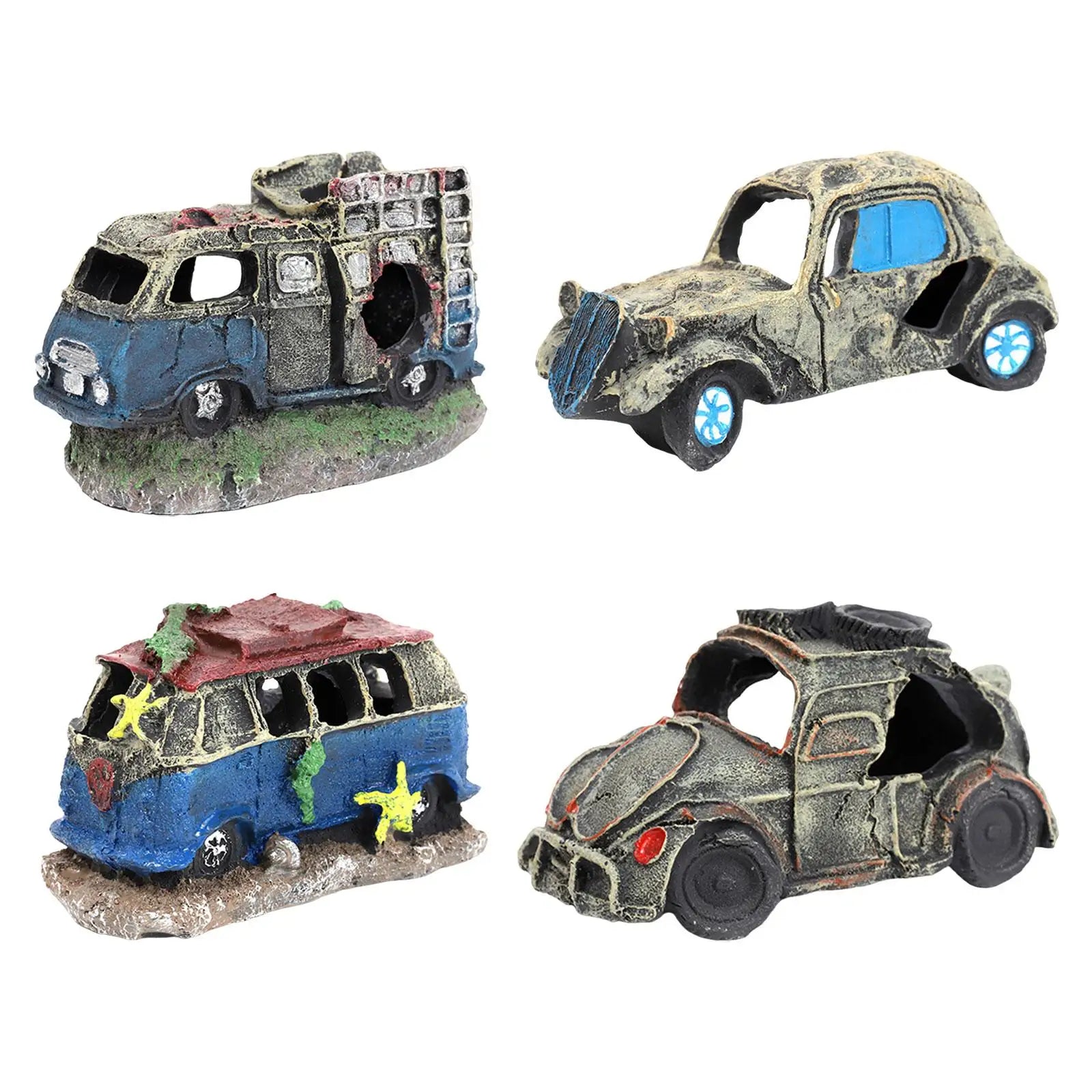 Auto Wreck Aquarium Decoration Fish Tank Ornament House for Spawning Aquatic Pets to Breed Small Fish Crustaceans Rest Play Zpaxo