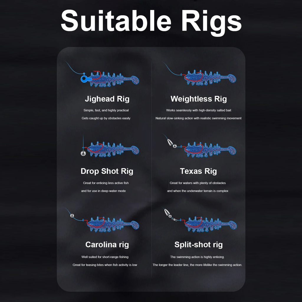 Soft Plastic Fishing Lure Lightweight Paddle Tail Swimbaits TPE