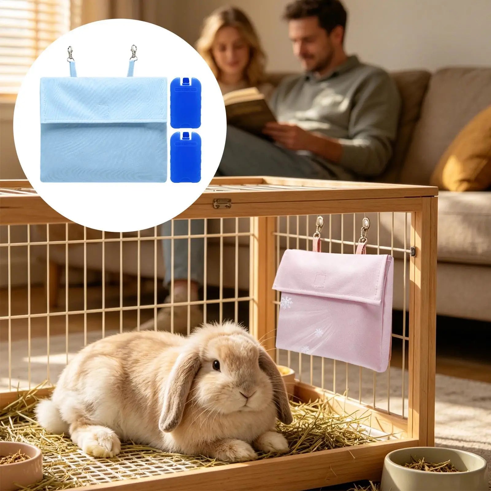 Pet Ice Cage Cooler Hanging Sleeve Small Animal Cooling Pad Rabbits