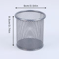 Round Square Pen Holder Desk Metal Mesh Pen Pot Case Pen Container for Student Office Desktops Zpaxo Round Gray