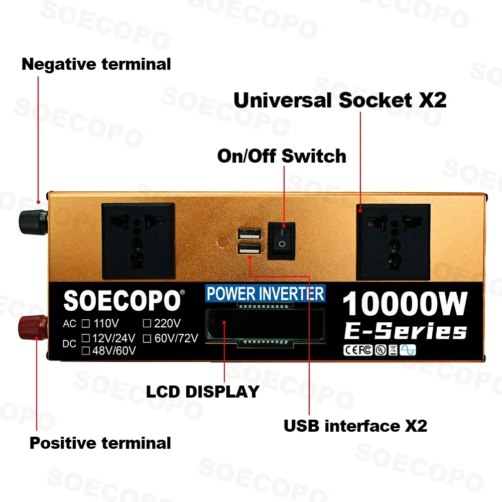 SOECOPO 10000W Solar System 300W Panel 100A MPPT Controller Smart Inverter 12V/24V to 110V 220V AC for Home RV Camping CE FCC Zpaxo