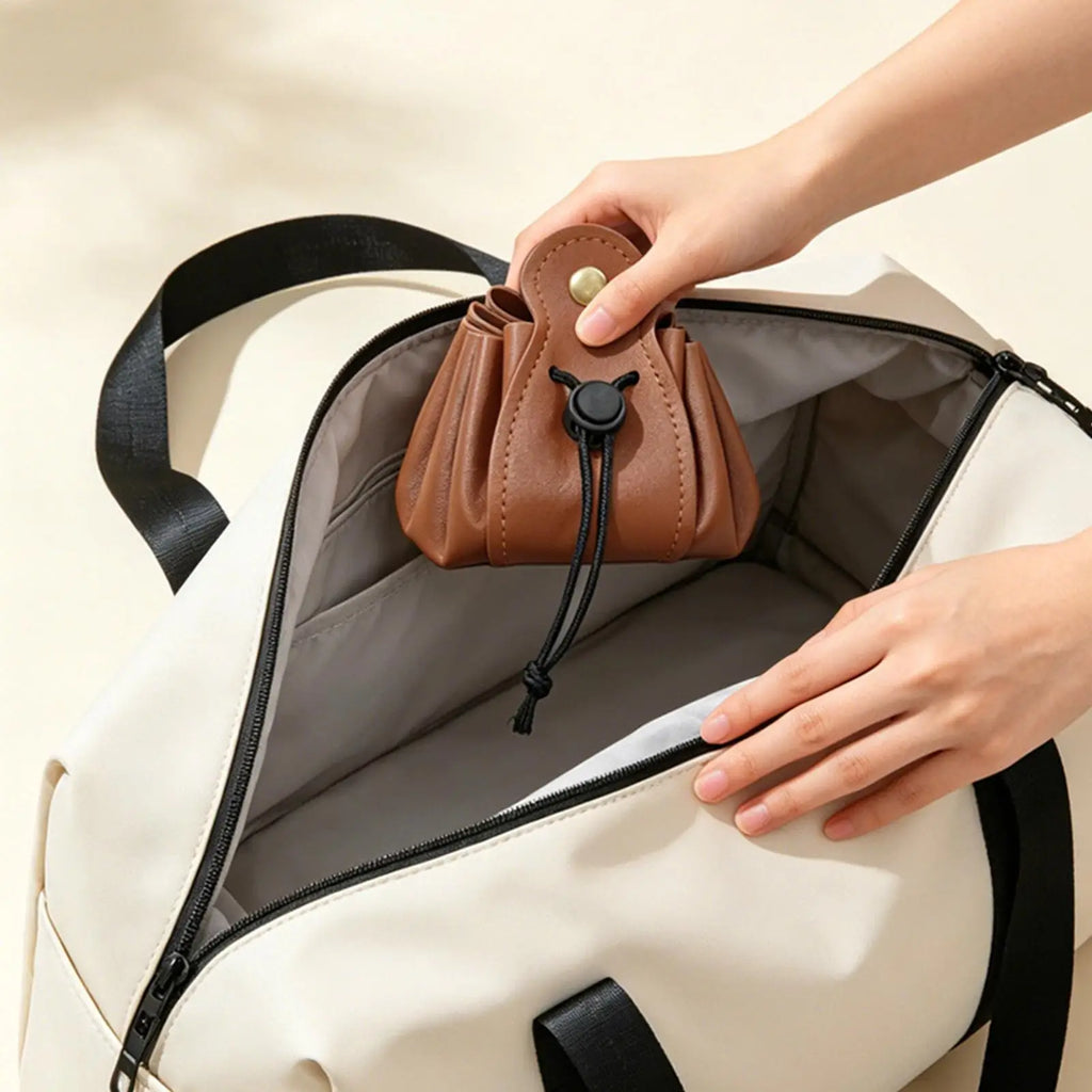 Dice Tray Foldable Game Desk Organizer Drawstring Design Leather