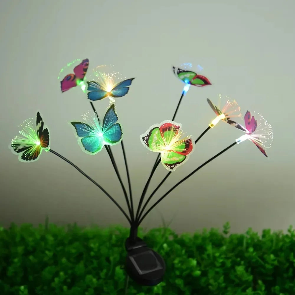 Solar Garden Butterfly Flower Lights LED Waterproof Outdoor Swaying Lawn Decorative Lighting for Yard Courtyard Party Zpaxo Colorful 10LED China Mainland