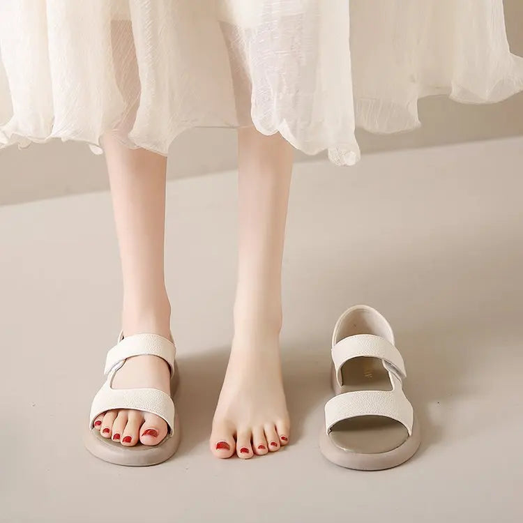 Women's Sandals Summer Wear Platform Soled Casual Fashion Beach Shoes Zpaxo C-Beige 37
