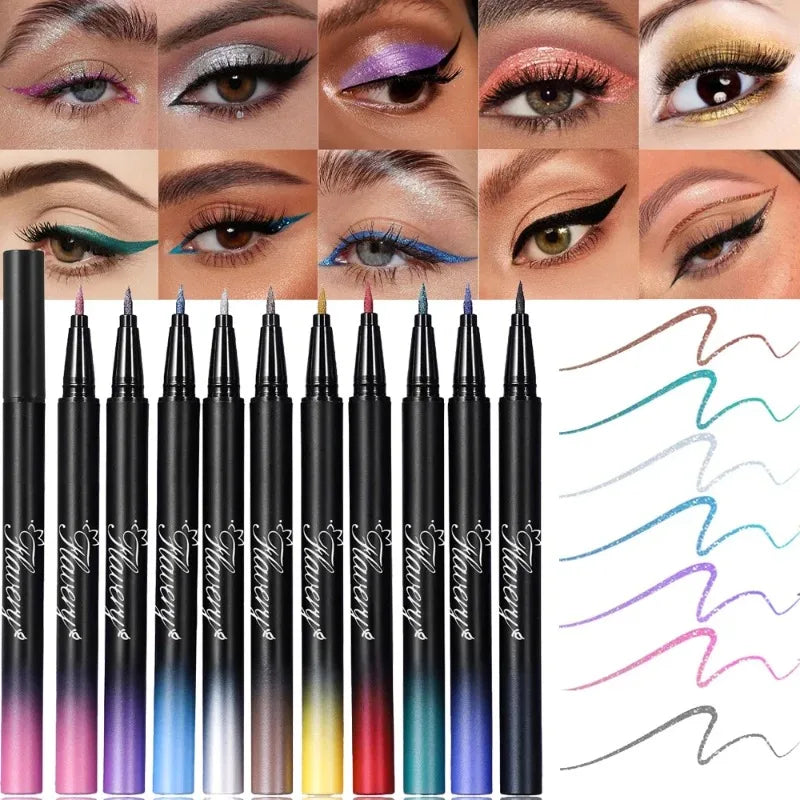 Glitter Pearlescent Eyeliner Pen Waterproof Smudge Proof Metallic