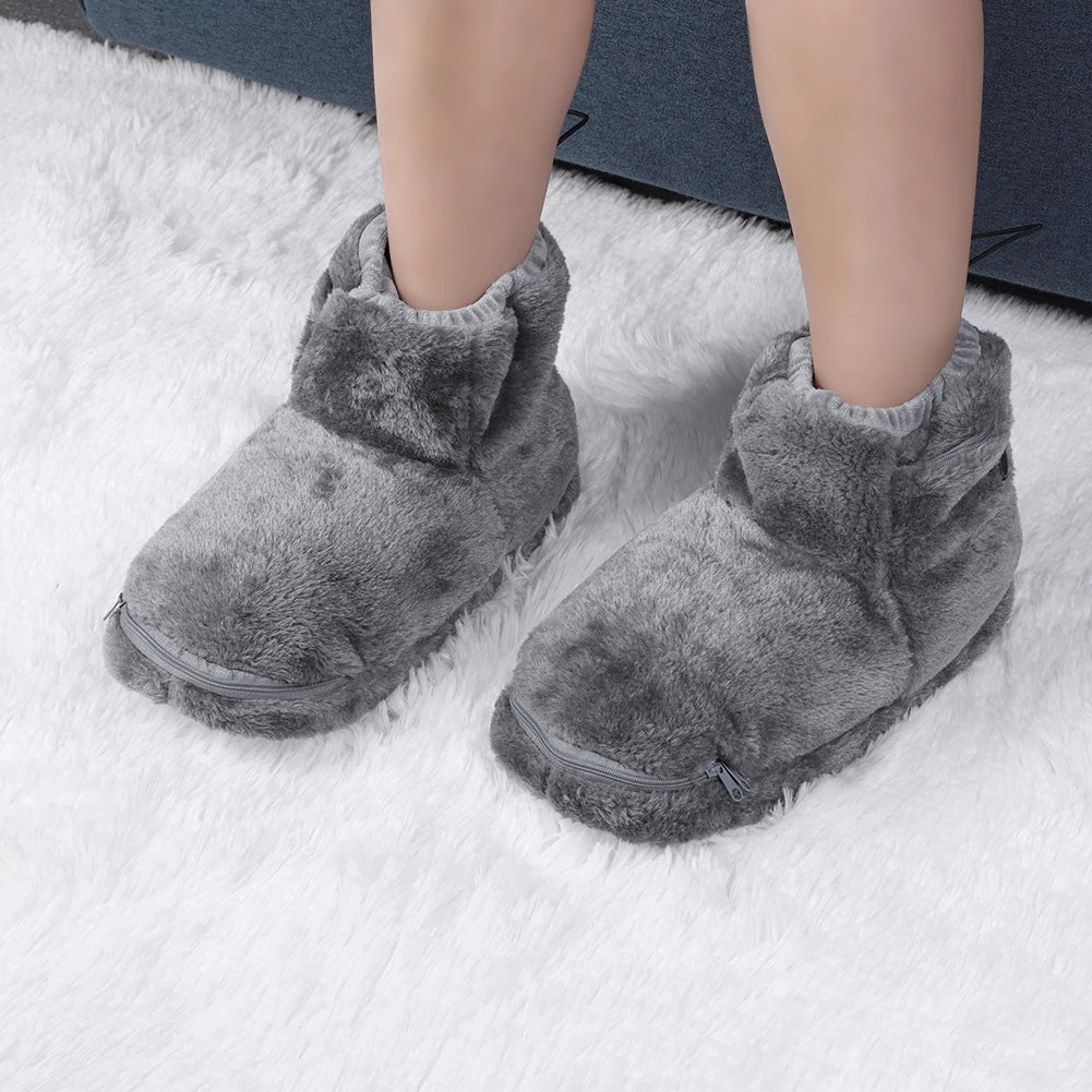 Snow Boots for Women Men 2024 Winter New Thickened Warm Velvet Half Slipper USB Heater Foot Floor Boots Electric Heated Shoes Zpaxo