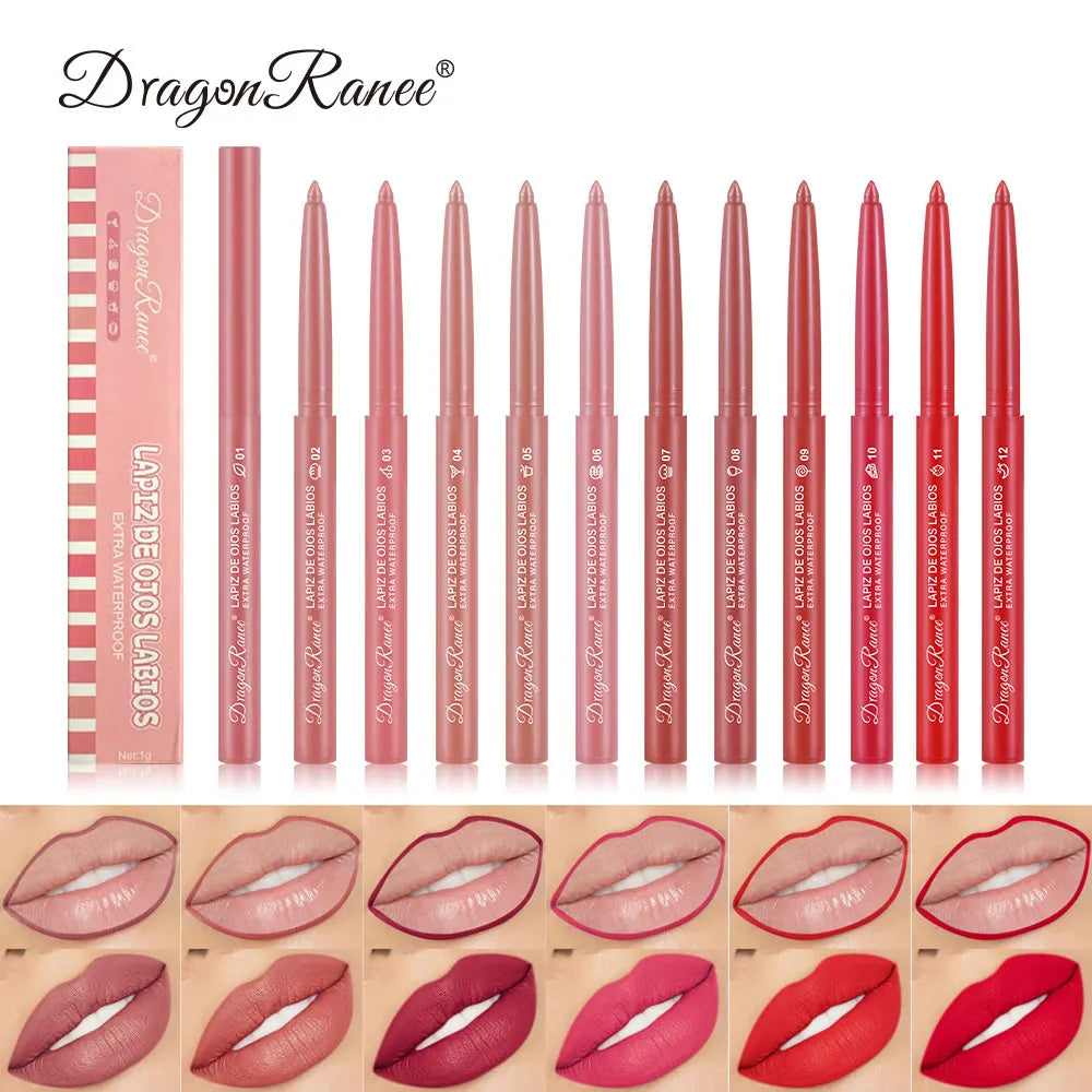 Lip Liner Lipstick Pen Waterproof Long-Lasting Contouring Lip Pencil Matte Finish Beginner Automatic Lip Liner Bean Paste Color Contouring Pen Automatic Rotating Lip Liner Zpaxo