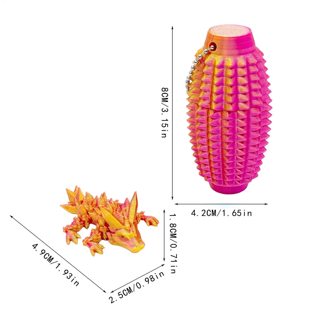 3D Printed Dragon Animal Keychain Charm 3D Printing Fidget Stress Reduction Portable Decorations for Bag Home Birthday Adults Zpaxo