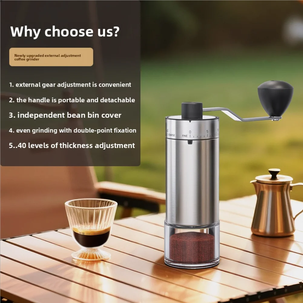 Portable Italian Espresso Maker with Hand Grinder for Camping Outdoor Coffee Brewing Adjustable Grind Settings Ceramic Grinding Zpaxo