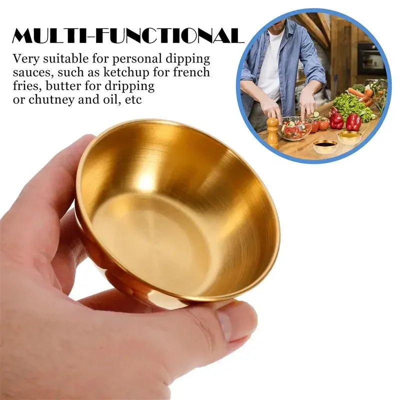 4pcs/2pcs Stainless Steel Golden Sauce Dishes Appetizer Seasoning Serving Dishes Sets Tray Spice Plates Kitchen Tableware Zpaxo