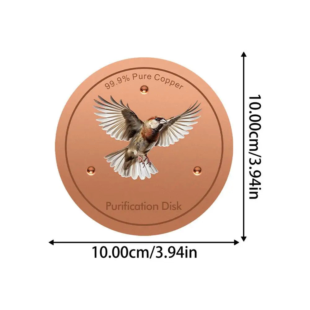 Copper Metal Bird Bath Purifier Disc | Triple-Point Support Bird Bath Accessory Zpaxo 05
