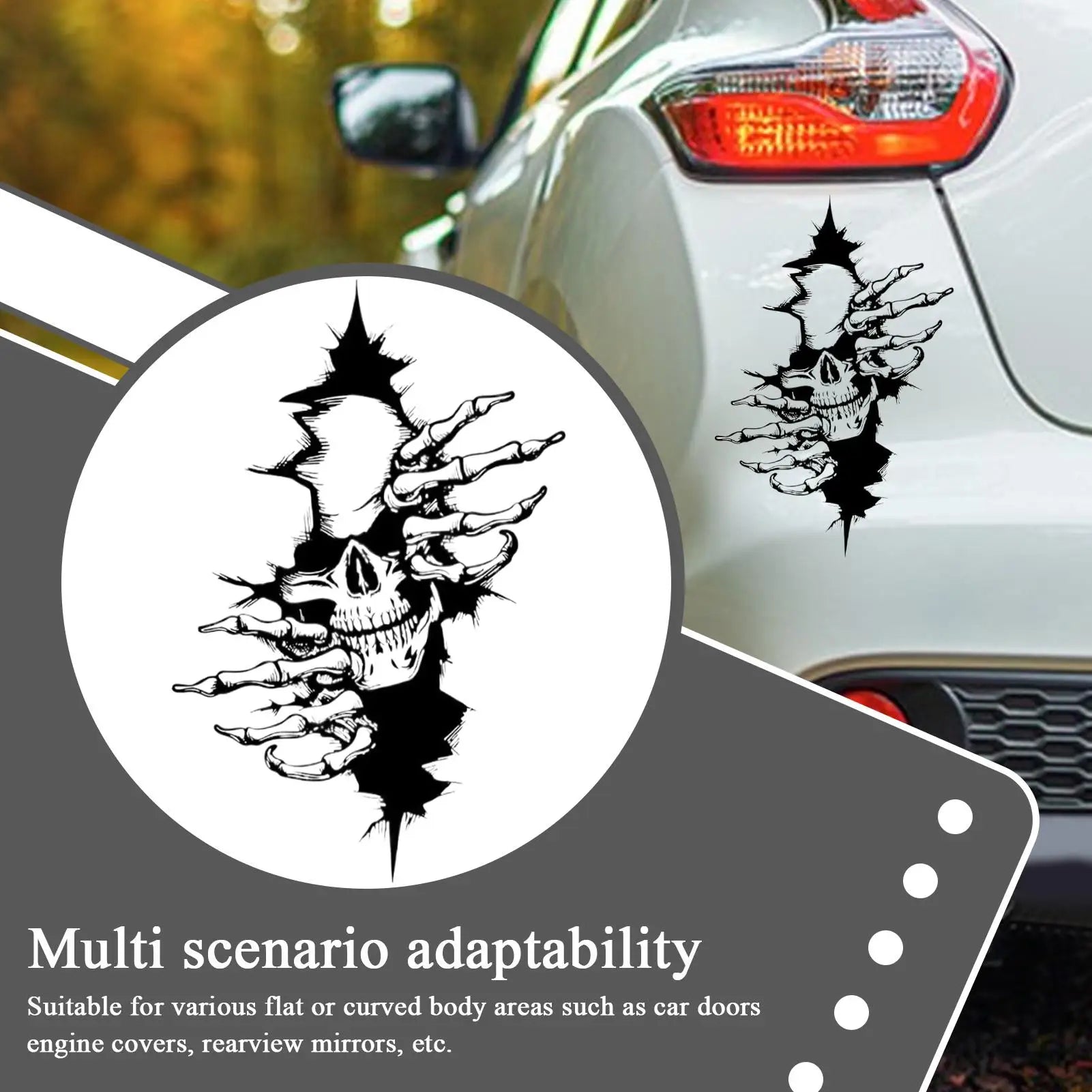 Skeleton Car Window Sticker Halloween Creepy Sticker Decoration Motorcycle Decals for Car Truck SUV Motorcycle Vehicles Window Zpaxo