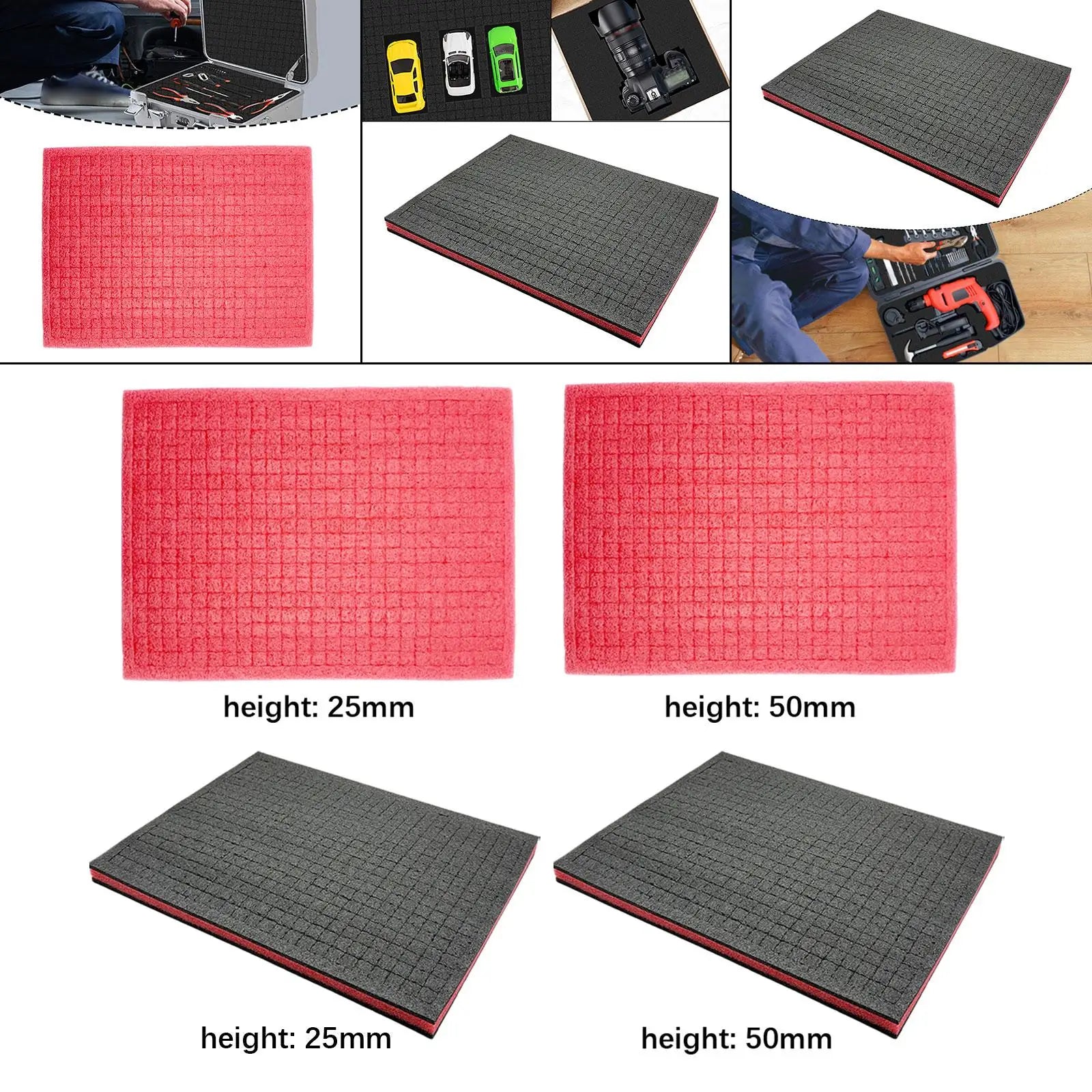 Tool Box Foam Universal 15.75x11.81inch Shadow Insert Cushion Liner Sheet for Jewelry Drawer Transporting Game Boxes Crafts Zpaxo black red 5CM