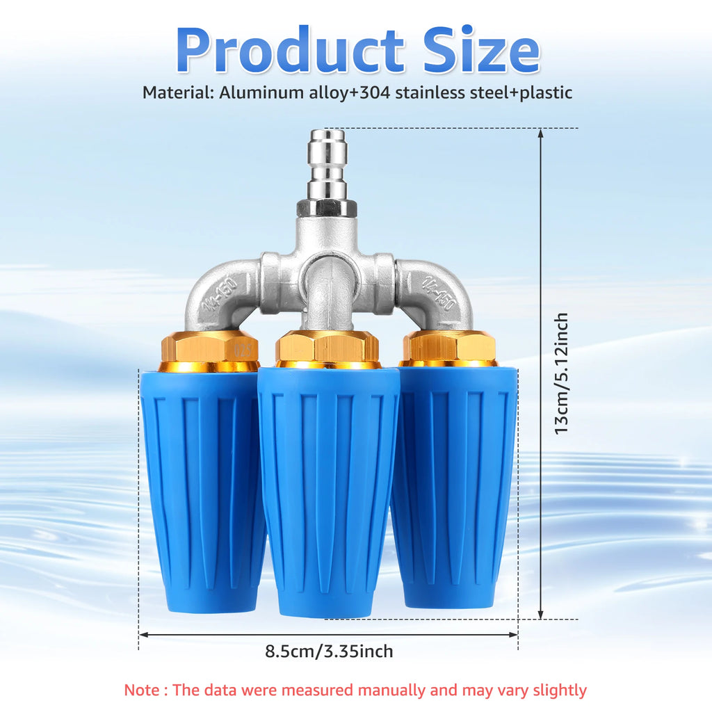 2.0 Orifice Quadruple Turbo Nozzle Pressure Washer 360° Rotating Turbo Nozzle with 1/4" Quick Connector 4000 PSI for Car Cleani Zpaxo