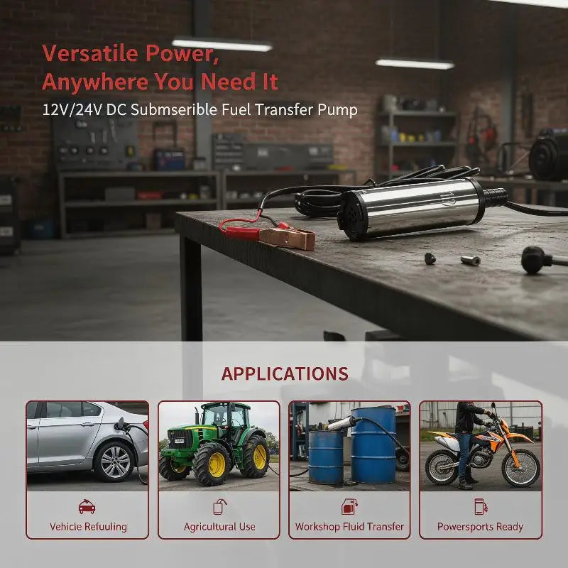 12V/24V DC Portable Electric Fuel Transfer Pump Self-Priming