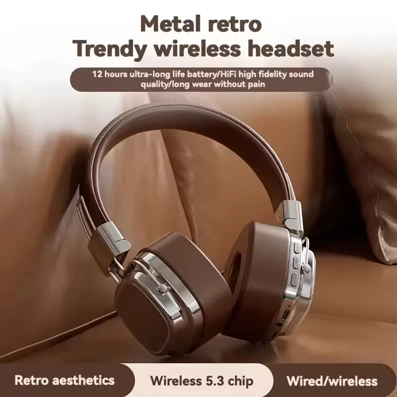 2025 New 5.3 Foldable Wireless Bluetooth Headsets Headset Gamer Choice Retro Over Ear Headphones DJ Stereo Sounds Bluetooth Zpaxo