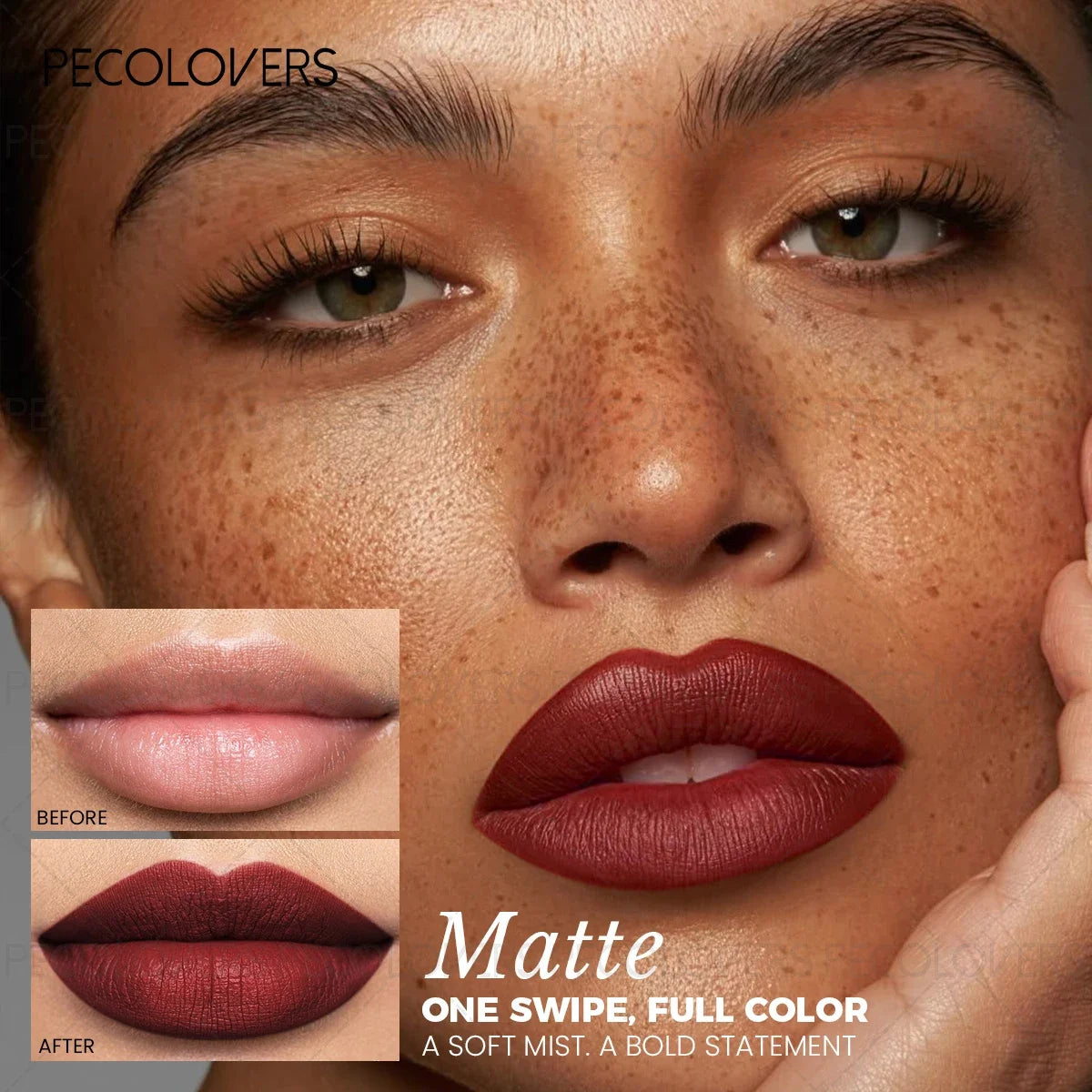 1PC Natural Matte Long-lasting Lipstick, Waterproof Non-stick Cup, Non-drying, Red Color, Perfect Holiday Gift for Girls Zpaxo