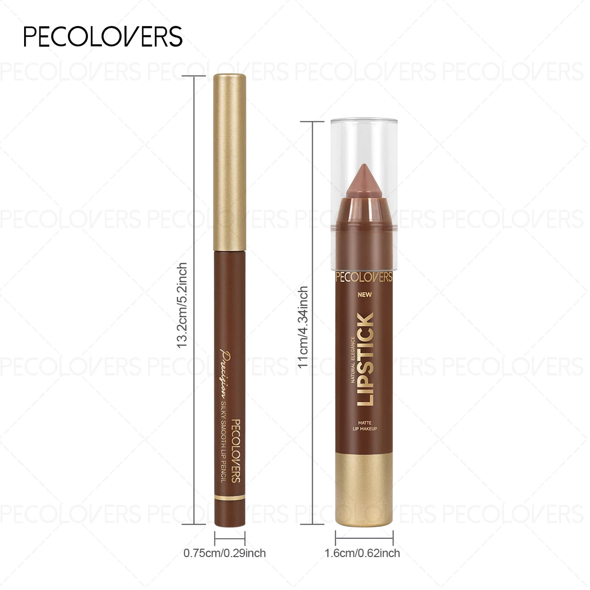 Long-lasting Brown Tube Lipstick Pen& Velvet Lip Liner Pencil Zpaxo