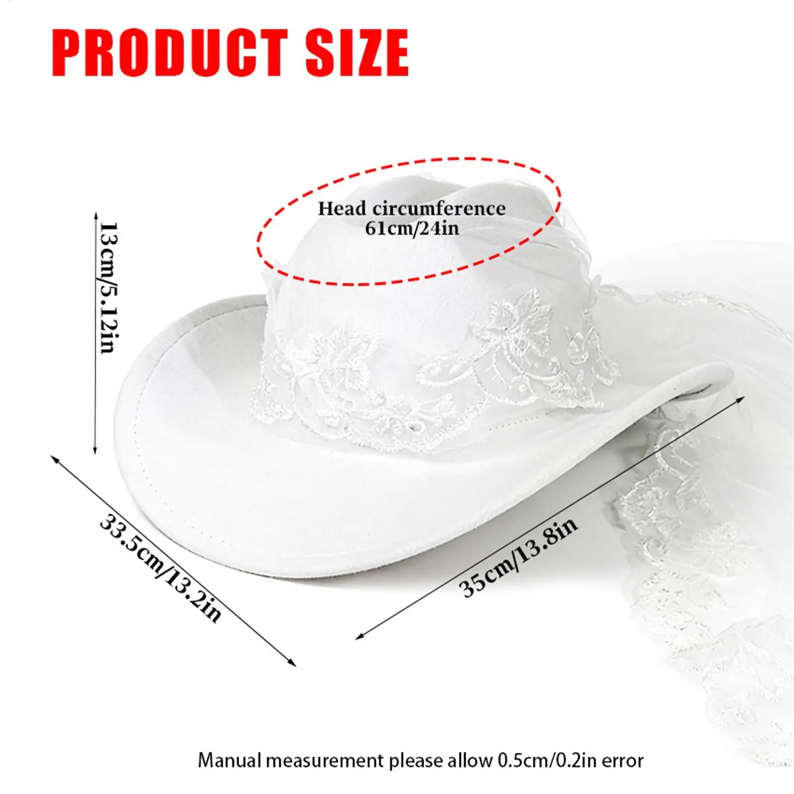 Bride Cowgirl Hat Veil Bachelorette Party White Headwear Cowboy