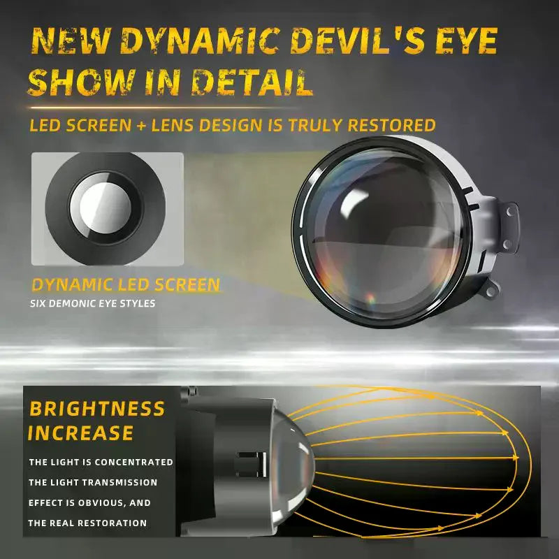 Devil Eye LED Headlight – 6 Mode Universal Car & Motorcycle