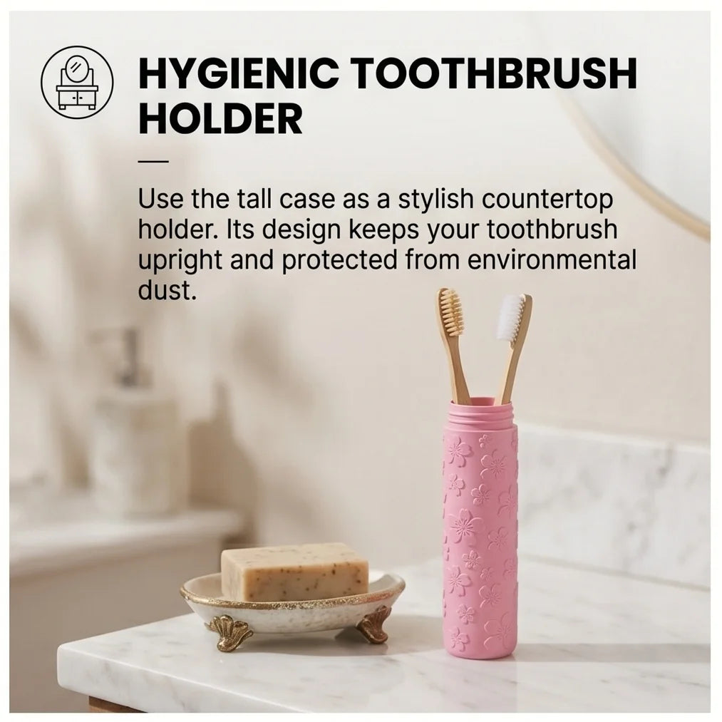 Portable Floral Toothbrush Case Travel Toiletry Organizer Holder