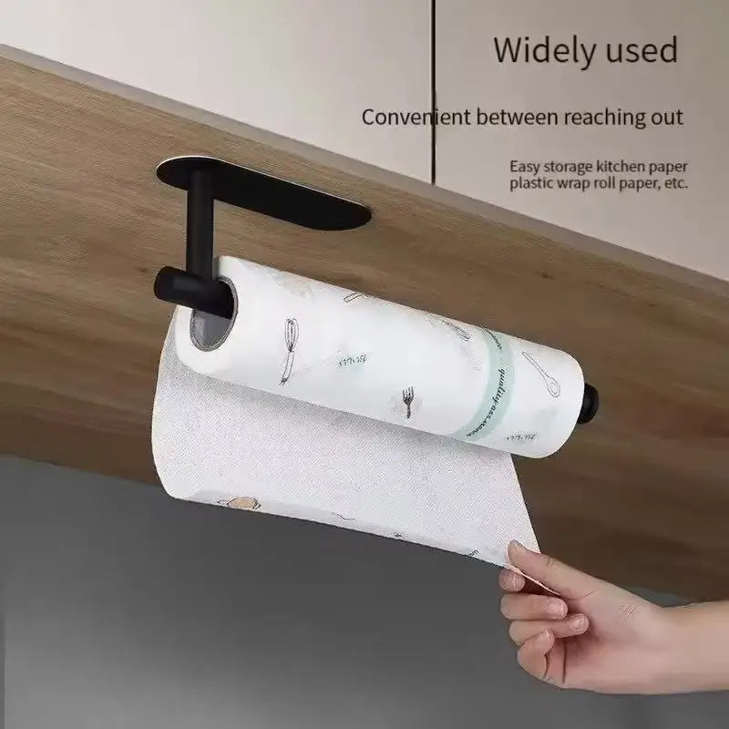 Stainless Steel Silver / Black Paper Towel Wipe Hanging Rack Can Store Cling Film Wipes Roll Paper Rack For The Kitchen Bathroom Zpaxo