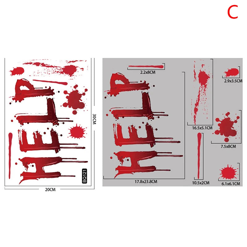 MHalloween Stickers Horror Blood Hand Print Door Window Bathroom