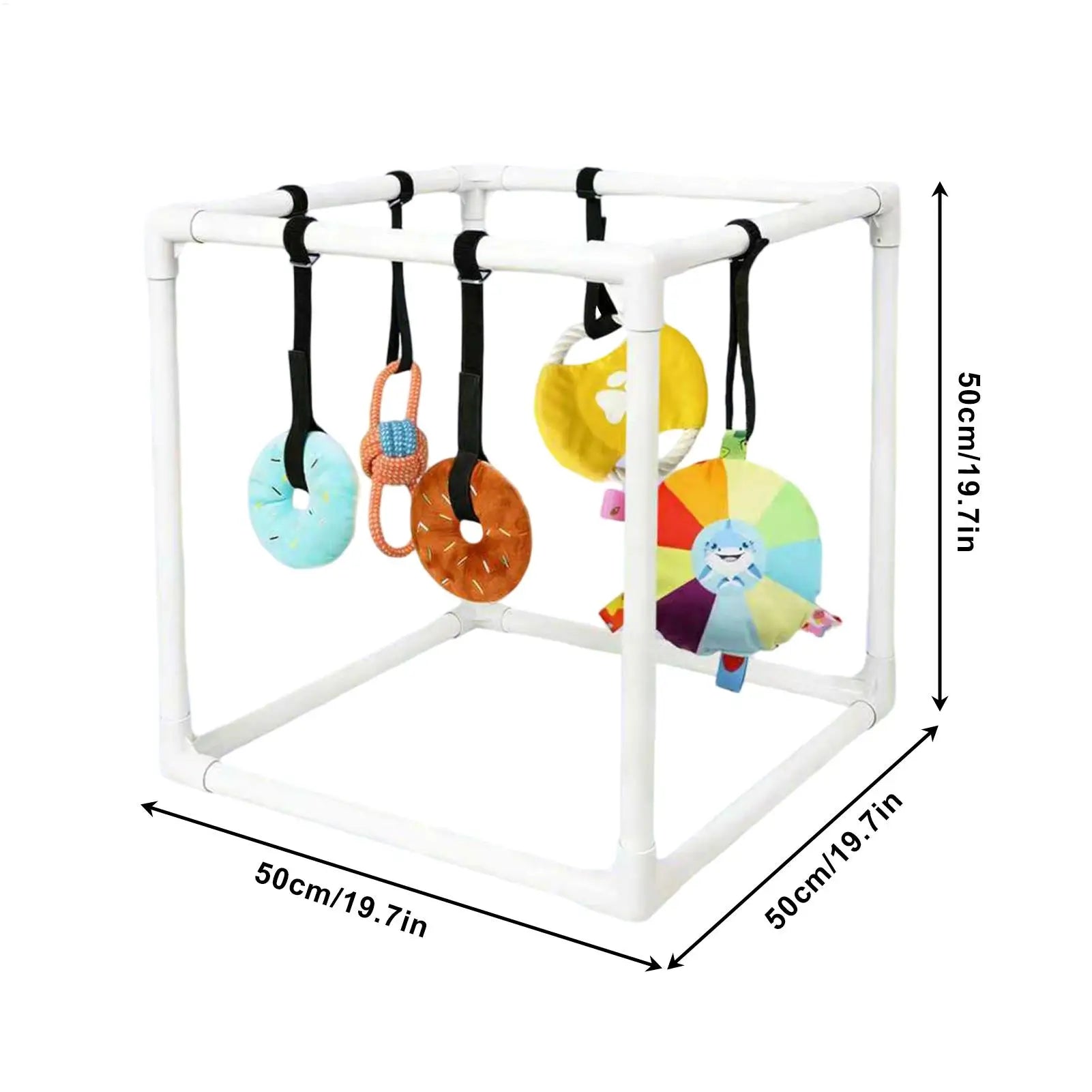 Dog Gym Assembly Frame Training Tool with 5 Toys Dog Playground Equipment for Training Teething Calming Indoor Floor Play Zpaxo