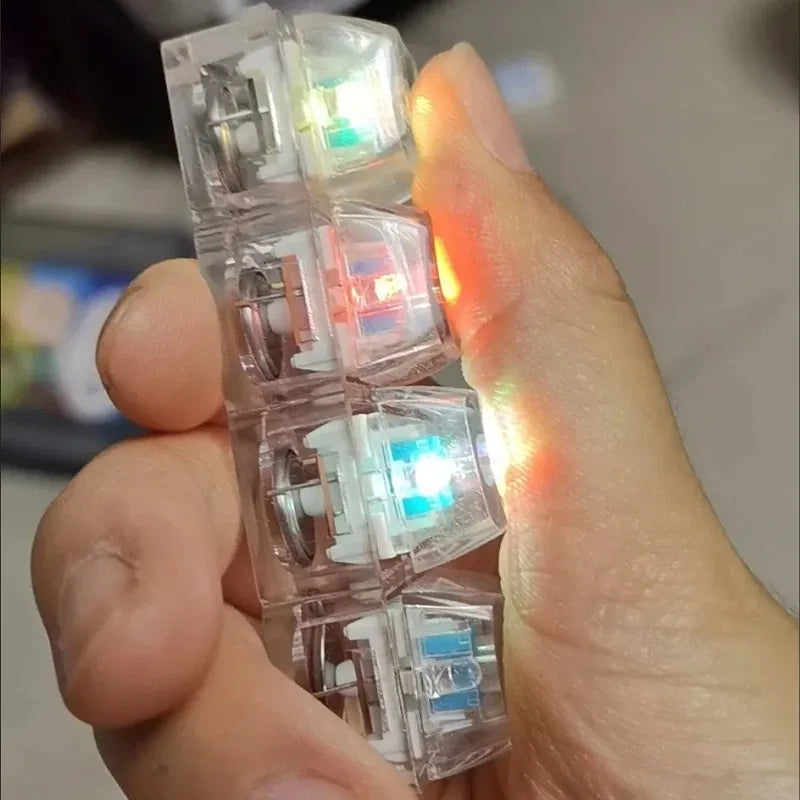 Light Up Keyboard Key Keychain Stress Relief Fidget Toy Clickable Button with LED Light Zpaxo Clear (with light)