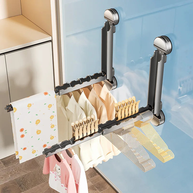 Suction Cup Telescopic Clothesline No-drill Household Invisible Retractable Indoor Clothes Hanger Bay Window Balcony Clothesline Zpaxo