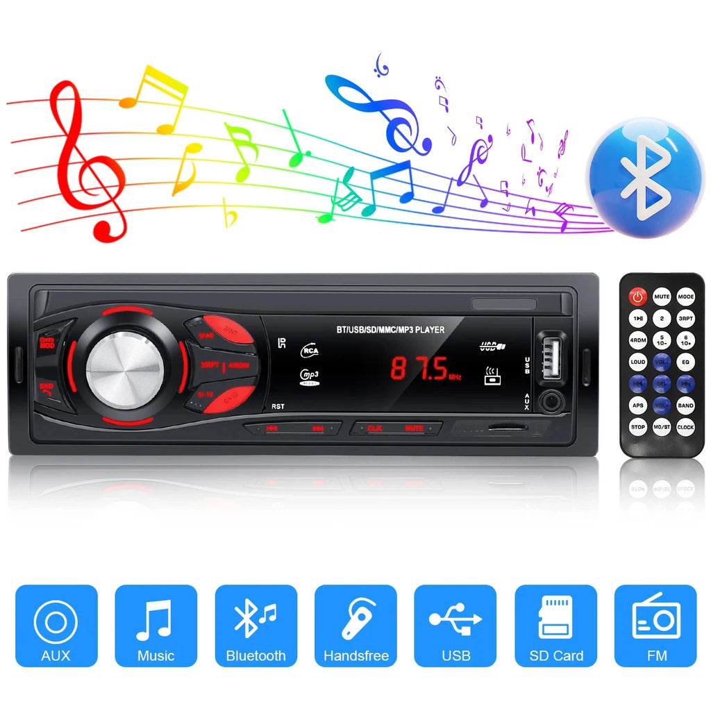 PHONEPACE Bluetooth Car Stereo 4x15W Audio FM Radio MP3 Player USB SD