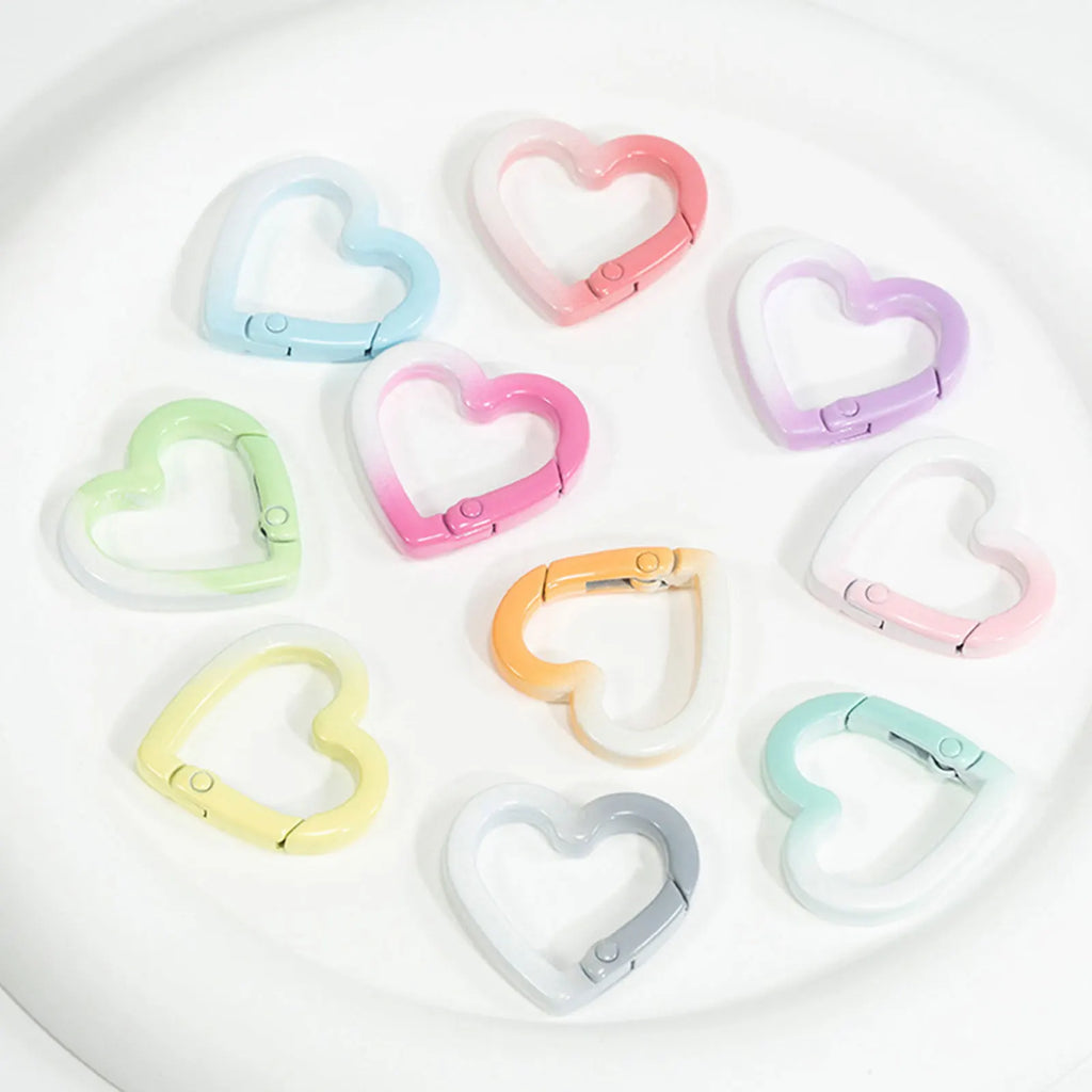8 PCS Durable Mixed Color Aluminum Alloy Heart Gradient Climbing Carabiner Carabiner, Powerful Key Ring Hook Zpaxo