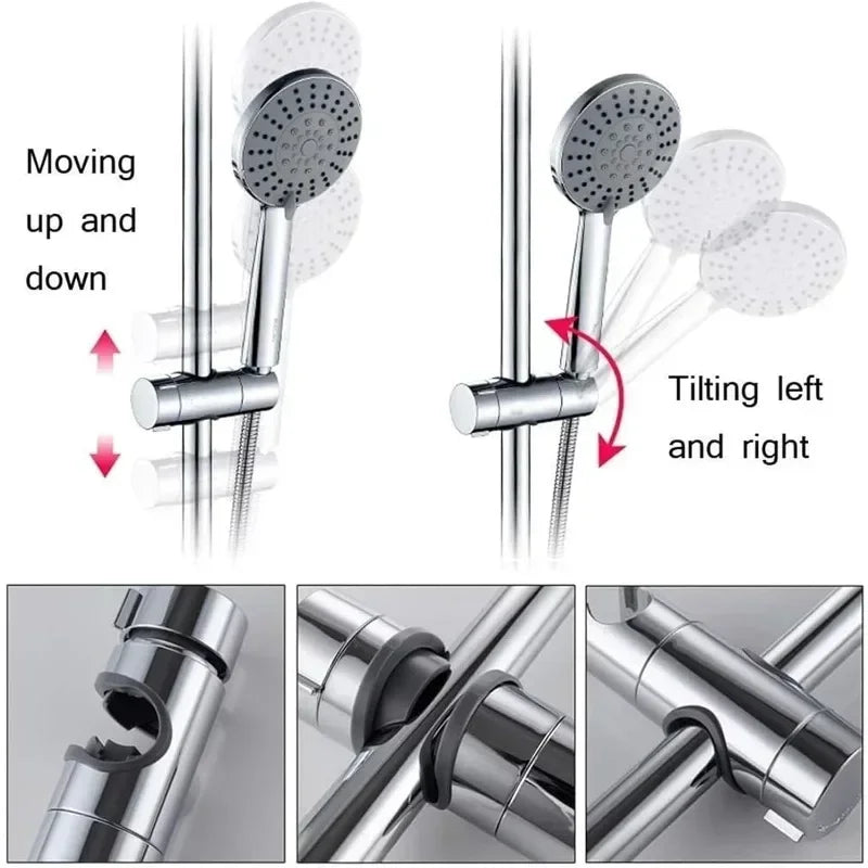1pc Universal Shower Head Holder Adjustable 18~25mm ABS Chrome Shower Rail Holder Bathroom Accessories Shower Mounting Brackets Zpaxo