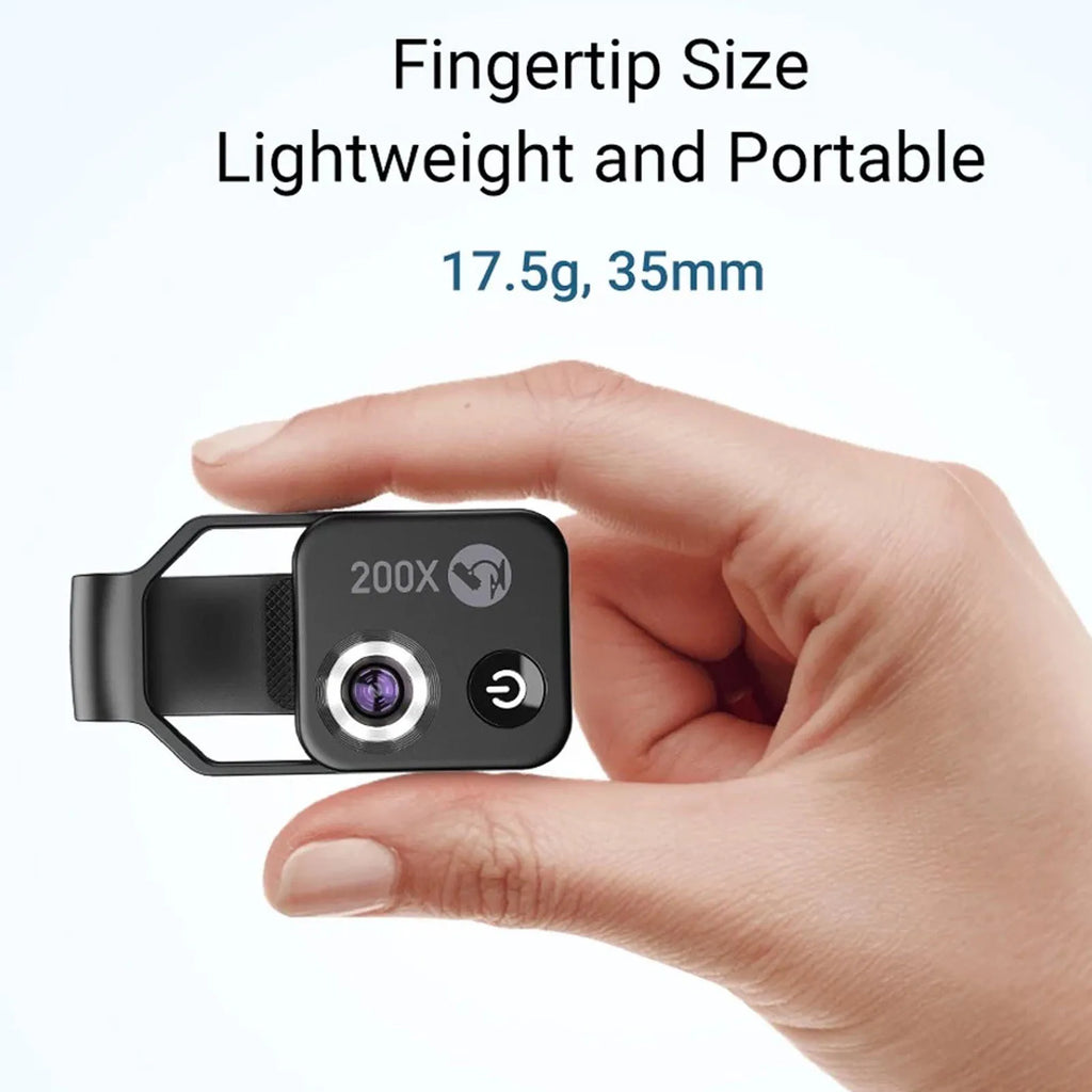 200X Zoom Phone Mini Pocket Microscope CPL Lens LED Light Mobile